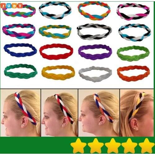 2016 Free DHL 1000pcs Woman & Girl Soft Nylon Braided Mini Sports Headbands Silicone headband keep the Elasticit band