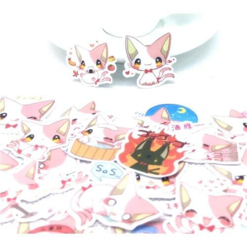 36 Pcs Pink Cat Daily paper Stickers for Car Motorcycle phone Luggage Home Decor Fashion Vinyl Decals DIY Sticker scrapbooking