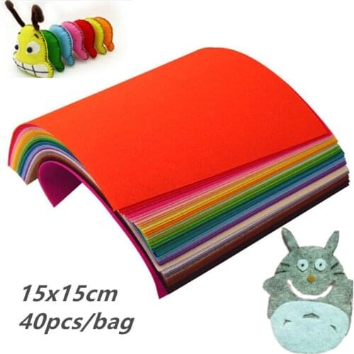 15*15cm/5.9*5.9inch 40PCS DIY Cloth Felts Fabric Polyester Felt Needlework Sewing Felt Cloth Handmade DIY Dolls Crafts for Toy