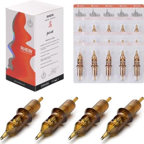 50PCS RHEIN Professional Tattoo Cartridges Mix Kit Disposable Liner&Shader Needles Sterilized Safe with Membrane Assorted Size