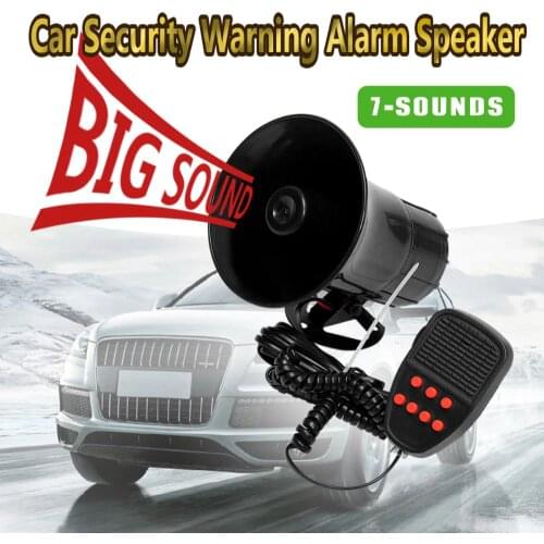 7 Sound 50W 12V Loud Car Motorcycle Auto Truck Boat Warning Alarm Siren Air Horn PA Speaker Megaphone Loudspeaker w/Microphone