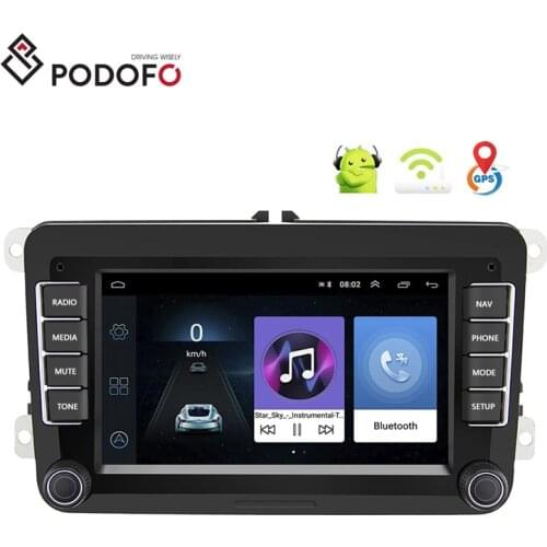 Podofo Android 7'' Autoradio 2 Din Car Radio Stereo GPS WIFI BT FM For Volkswagen/VW/PASSAT/POLO/GOLF 5 6/TOURAN