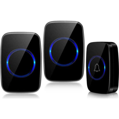 Wireless Doorbell Ring Door Bell Chime Kit Waterproof 2 Plug in Receiver and 1 Battery