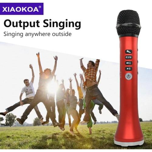 XIAOKOA L-698 Wireless Karaoke Microphone Bluetooth Speaker 2-in-1 Handheld Sing & Recording Portable KTV Player for iOS/Androi