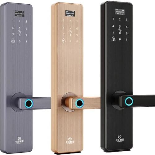 Biometric fingerprint Door Lock With Screen Fingerprint Smart Apartment Lock With Doorbell Passcode IC Card Home Locks 2019 NEW