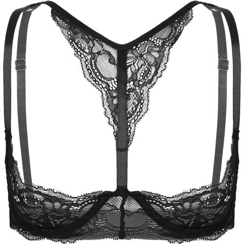 Womens Lace Bare Breast Unlined Bra Tops Adjustable Shoulder Straps Sleeveless Lingerie Underwear for Anniversary Honeymoon