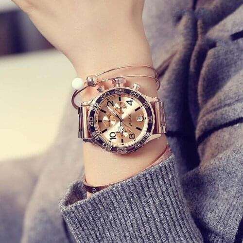 2020 Top Luxury Men Watches Women Fashion Six-pin Big Dial Casual Wristwatches New Crystal Dress Watch Female Rose Gold Watch