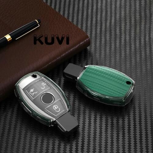 TPU Carbon Grain key case cover Key case protective shell holder for Mercedes benz A B R G Class GLK GLA w204 W251 W463 W176