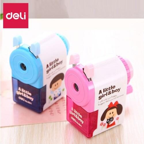 Deli Student Mechanical Pencil Sharpener Cute Cartoon Boys Girls Office Accessories School Supplies Stationery Items for Kids