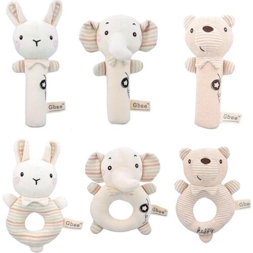Baby Rattle Plush Toy Cartoon Animals Hands Shaker Rattles For Baby Hearing Development Educational Baby Toys 0 12 Months
