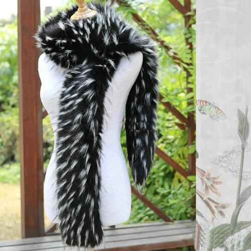 180cm Long Imitated Fur Scarf Raccoon Fur Collar Faux Fox Fur Scarf Winter Cosplay Party Scarf Unreal Rex Rabbit Fur Scarf YG122