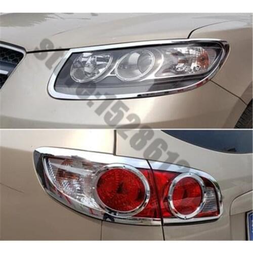 For Hyundai Santa Fe/ix45 2006~2012 Car styling ABS Chrome Front+Rear headlight Lamp Cover Fog light Lamp Cover Trim