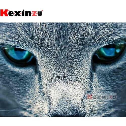 Kexinzu 5D DIY Full Square/Round Drill Diamond Painting "Blue eye animal" 3d Diamond Embroidery Cross Stitch home Decor Gift K0
