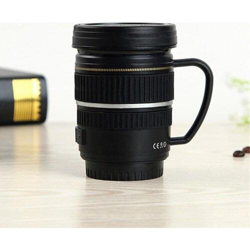 Creative Drinkware Cute Cup Stainless Steel Camera Lens Shaped Mugs Coffee Mugs Tea Cup Travel Vacuum Flasks With Lid Gift