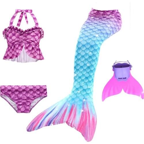 Childrens Mermaid Tail Swimsuit Bikini Girls Princess2021 New Fashion Skirt Three-piece Swimsuit Swimwear Clothes