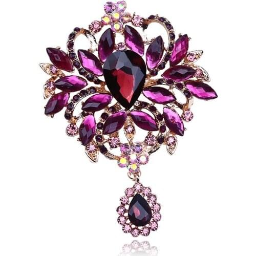 Hot selling Brooch Color Glass Large Glass Brooch crystal glass brooch brooch flower womens clothing accessories