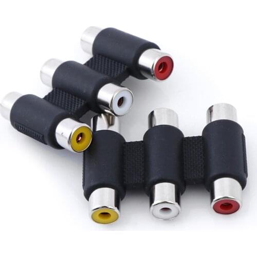 Multi-Functional Audio Video Connector 3 RCA AV Coupler Mini 3RCA Female To Female Adapter Socket Extension Converter