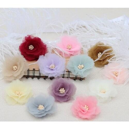 NEW 4PCS/Lot Lace Trim Patch Applique Lace Fabric Wedding Dress DIY Flowers Bride Hair Veil Clothes Headwear Decoration 11 Color