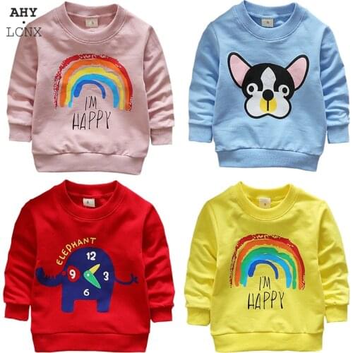 New Spring Autumn Cartoon Animal 0-4Y Toddler Baby Boy Girl Sweatshirt Top Hoodies Sweater Kids Long Sleeve T Shirts Clothes