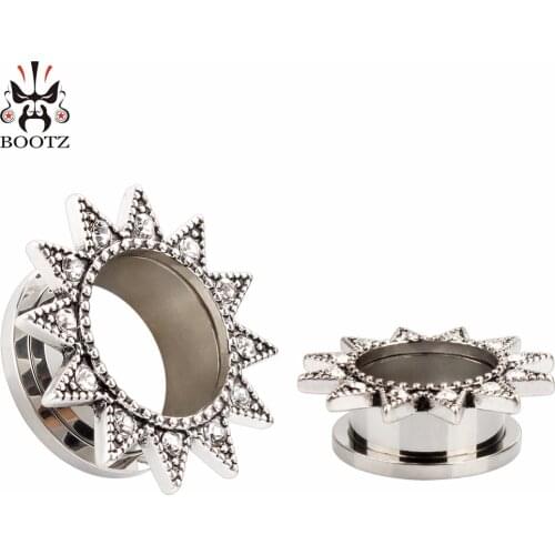 2020 new arrival red crystal stainless steel ear plugs tunnels piercing ear gauges 2pcs pair selling reamer