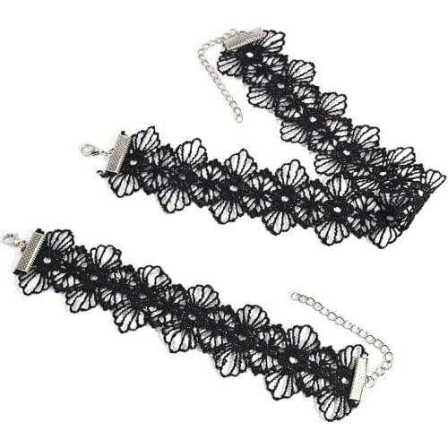 Black Lace Choker Necklaces Women Fashion Punk Gothic Choker Handmade Neck Goth boho Jewelry