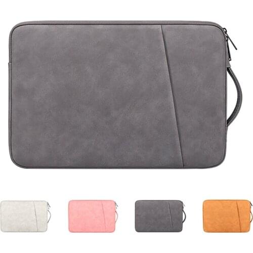 Laptop Sleeve Bag PU Leather 13/14/15 inch Notebook Handbag Macbook Case Side Carry Bag Waterproof Double Bags Briefcase