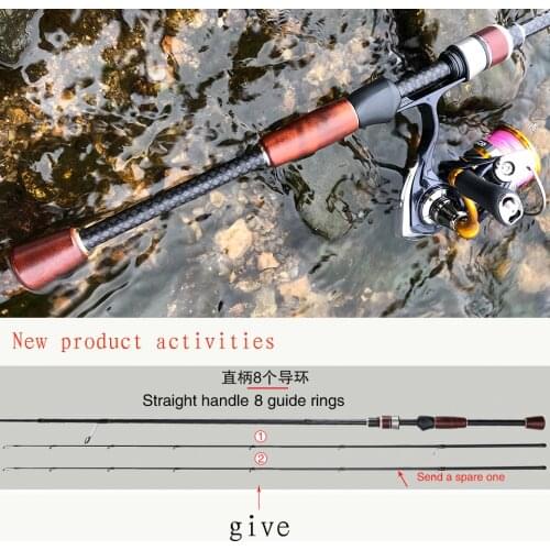 Hydrogen gas Fishing rod 2021 ultra light fast spinning rod 2-stage UL L ML carbon ring casting traveling rod，solid wood