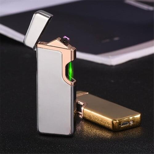 USB Plasma Double Arc Lighter Windproof Laser Flameless Ignition Metal Electronic Turbo Lighter Smoking Tools Mens Gadgets Gift