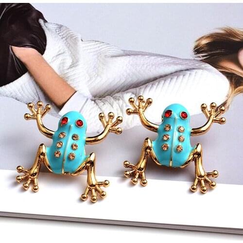 New Cute Animal Enamel Stud Earrings For Women Frog Metal Earring Girls Birthday Party Jewelry Accessories