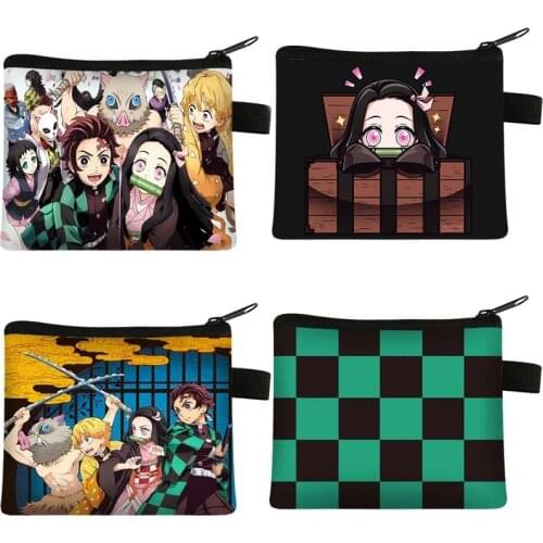 1pcs Anime Demon Slayer Coin Wallet Kimetsu No Yaiba Kamado Tanjirou Cosplay Coins Purse Cartoon Storage Bags Pouch Wallet
