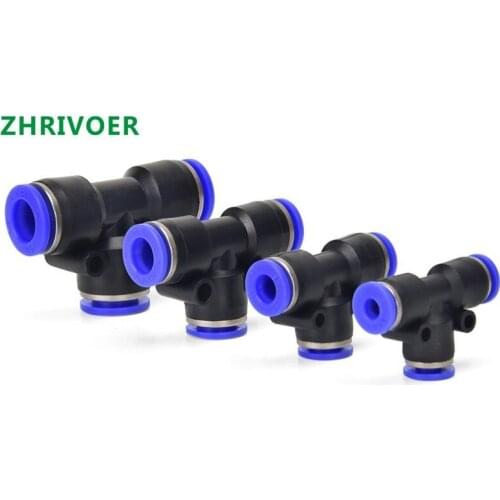 10Pcs PE4 6 8 10 12MM Pneumatic Push In Tee 3-Way Fitting Plastic Pipe Connector Quick Fitting