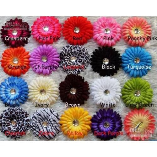 - 1000pcs 4 Inch Baby Crystal Flower Hair Bow Clip 4'' Girl Gerbera Flowers 4Inch Hair Clips