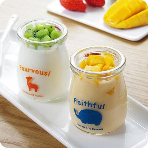 2pc 100ML Wishing Bottle Honey Yogurt Pudding Glass Bottle Mini Cup Bottle Jelly Milk Baking Mold Food Storage Container Jars