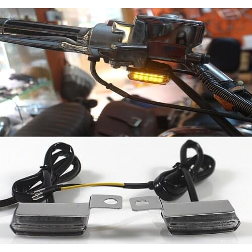 2PCS Universal Mini LED Motorcycle Brake Clutch Lever Lamp Turn Signal Light For Harley Davidson Cafe Racer Choppers