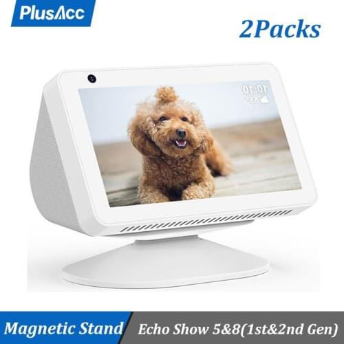 2Packs PlusAcc Adjustable Magnetic Stand Mount for Alexa Amazon Echo Show 8 5(1st 2nd Gen) with Anti-Slip Base & Tilt Function