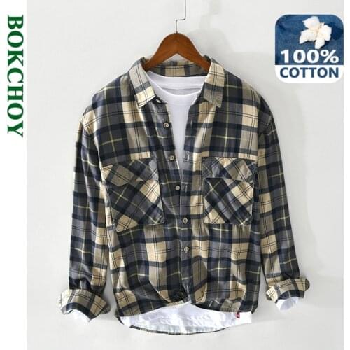 2021 Spring and Summer New Men Pure Cotton Plaid Casual Long Sleeve Shirt Thin Coat GA-Z147