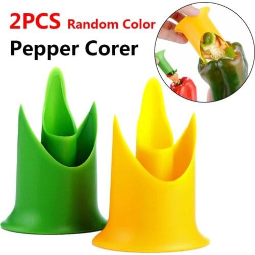 2in1 Peper Chili Bell Jalapeno Corer Zaad Remover Green Pepper Chilli Cutter Corer Slicer Fruit Dunschiller Keukengereedschap