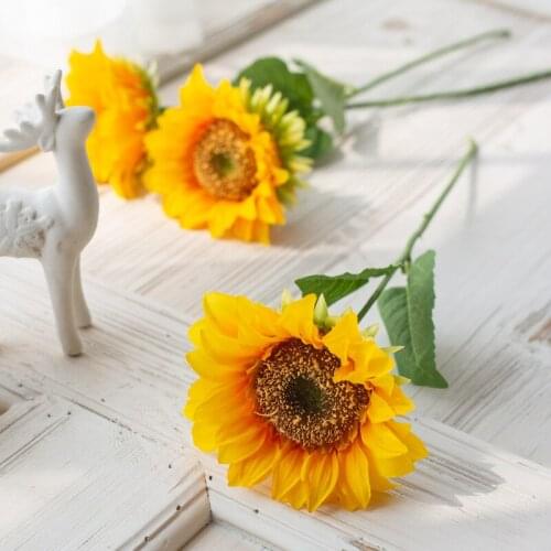Single head 5 inch Silk Artificial Sunflower Flowers Simulation Flower for Wedding Home Decoration