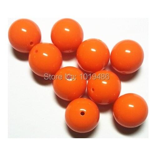 Orange Color Large 20MM 105pcs Big Chunky Gumball Bubblegum Acrylic Solid Beads ,Colorful Chunky Beads for Necklace (B07)