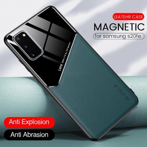 Samung S20FE Case PC Leather Texture Car Magnetic Holder Phone Cover for Samsung Galaxy S20 FE Fan Edition SM-G781B 6.5'' Coque