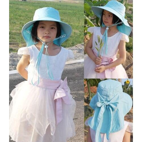 Baby Girl Outdoor Fishing Hat 99.9% UV Block Waterproof Large Brim Floppy 3-13 Year Kid Children Cap for Beach Travel Camping