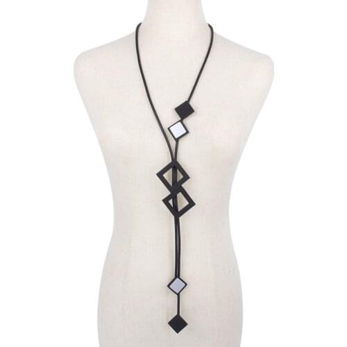YD&YDBZ Necklace Design Street Square Fashion Gothic Rubber Long Necklace Folk Clothing Simple Sweater Chain Jewelry