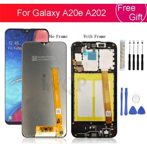 For Samsung Galaxy A202 LCD A20e A202F A202DS Touch Screen Digitizer Assembly A202F/DS screen replacement with frame repair part