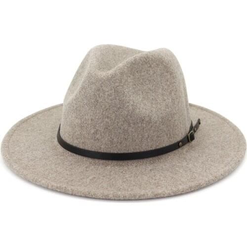Elegant Winter Wool Fedoras for Women Fashion Felt Hat Lady Classical Flat Brim Cap