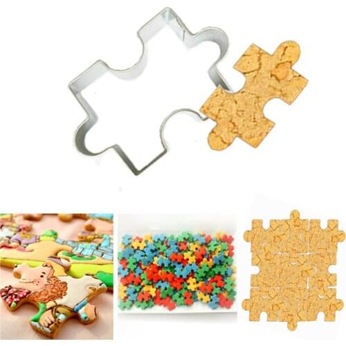 Puzzle Shape Cookie Mold Cutter Stainless Steel Fondant Cutters Tool DIY Baking Cookies Fondant Cake Decorating Cookie Stamp