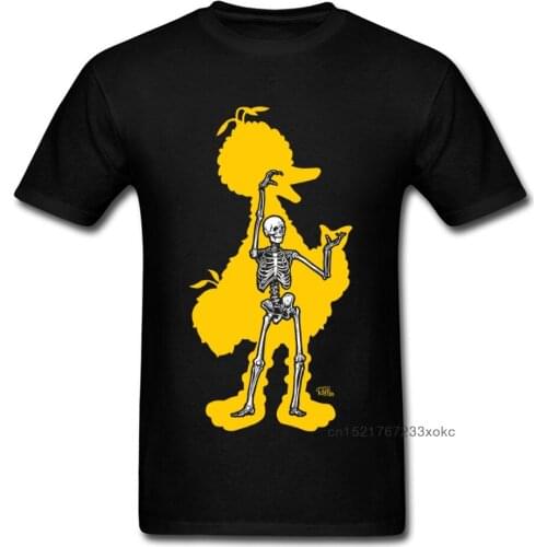 Bird X Ray T-shirt Men Funny Clothes Skull Bones Tshirt Skeleton T Shirts Game Tees Halloween Gift Tops Black Yellow