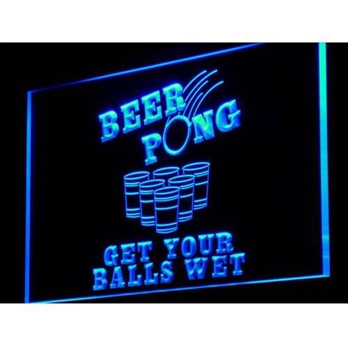 I939 Beer Pong Get Your Balls Wet Neon Light Light Signs On/Off Switch 20+ Colors 5 Sizes