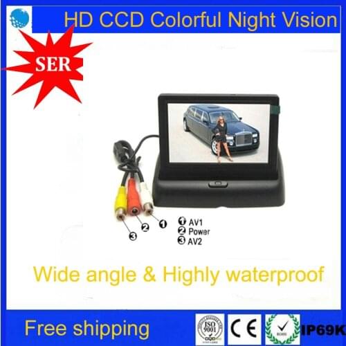 2019 New 4.3inch stand security TFT monitor car rear view camera with high resolution and digital panel Free Shipping Promotion