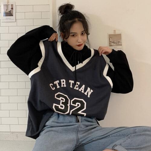 Deeptown Korean Style Baseball Tracksuit Kpop Long Sleeve Hoodie Women 2021 Fashion Harajuku Letter Print Sweatshirt Hippie Chic