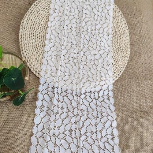 Fashionable 18CM wide stretch lace satin lace decorative embroidery Nigerian African lace fabric white lace sewn